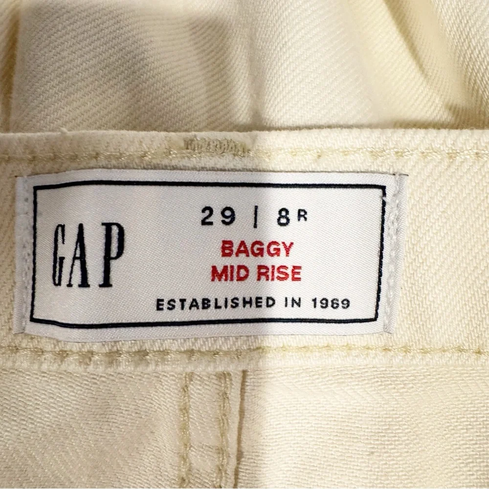 GAP | NWT Mid Rise UltraSoft Baggy‎ Jeans in Ecru Beige (off-white) Sz. 29 / 8 - Picture 5 of 7
